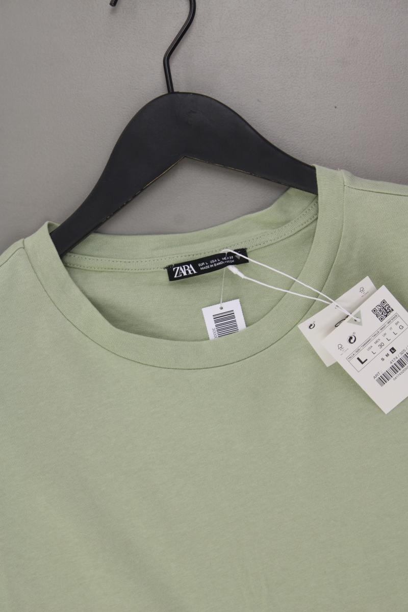 Zara T-Shirt Gr. L neu mit Etikett Kurzarm grün aus Baumwolle
