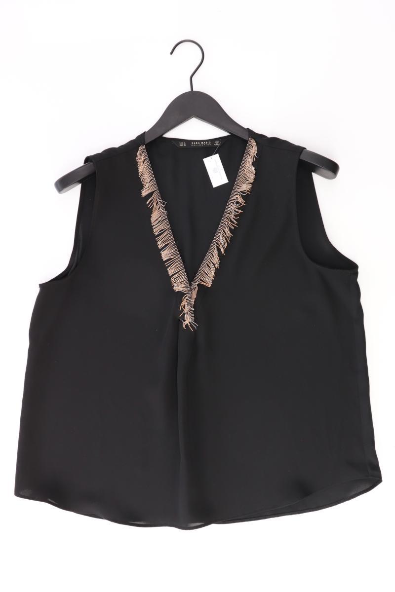 Zara Ärmellose Bluse Gr. XL schwarz aus Polyester