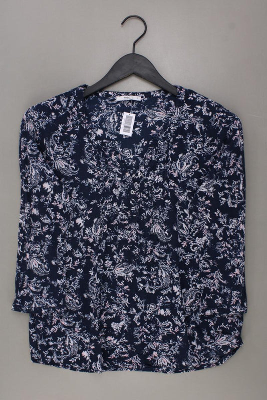 edc by Esprit Classic Bluse Gr. S mit Blumenmuster 3/4 Ärmel blau aus Baumwolle