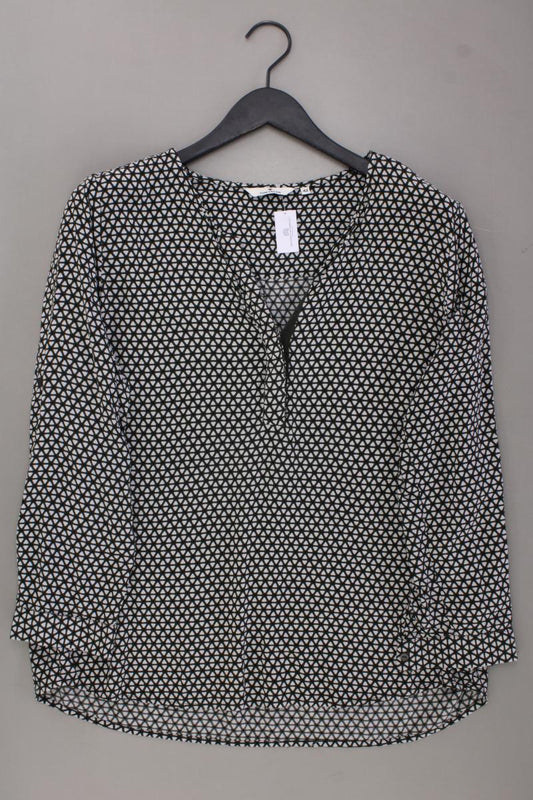 Tom Tailor Classic Bluse Gr. 42 geometrisches Muster 3/4 Ärmel olivgrün