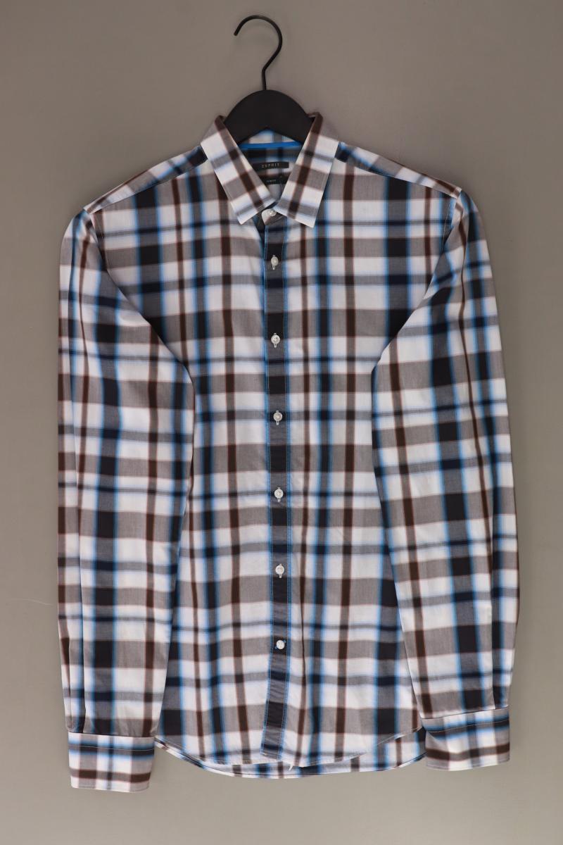 Esprit Karohemd für Herren Gr. Hemdgröße 37/38 kariert Langarm blau