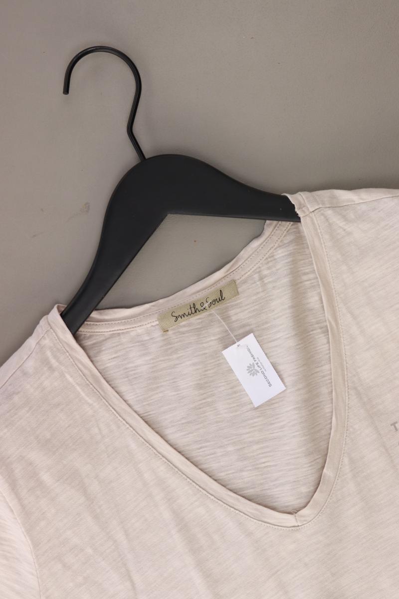 Smith & Soul Shirt mit V-Ausschnitt Gr. S Kurzarm creme aus Baumwolle