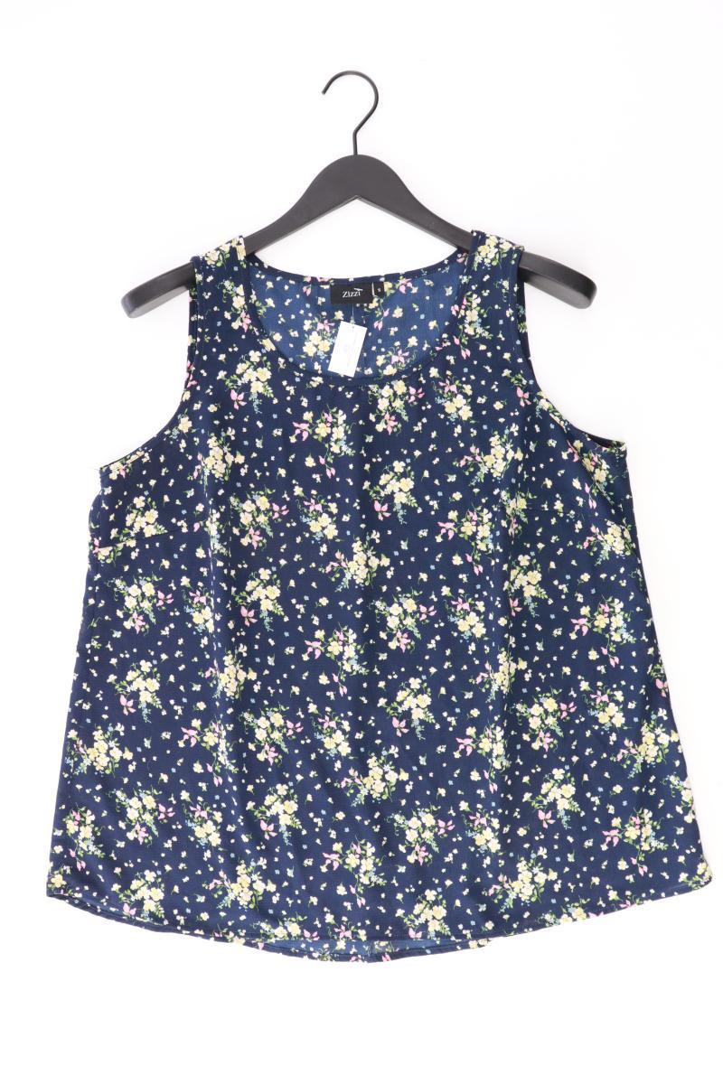 Zizzi Ärmellose Bluse Gr. 42/44 mit Blumenmuster blau aus Polyester
