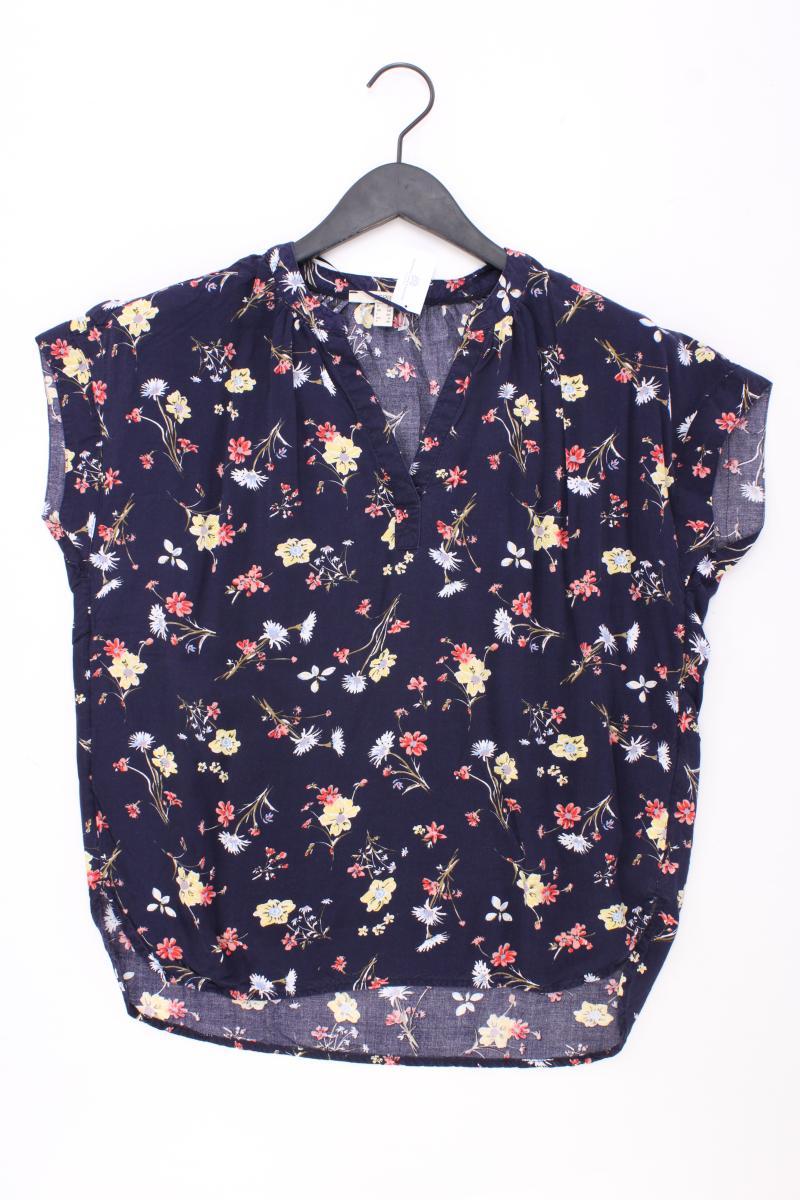 Esprit Kurzarmbluse Gr. 36 mit Blumenmuster blau aus Viskose