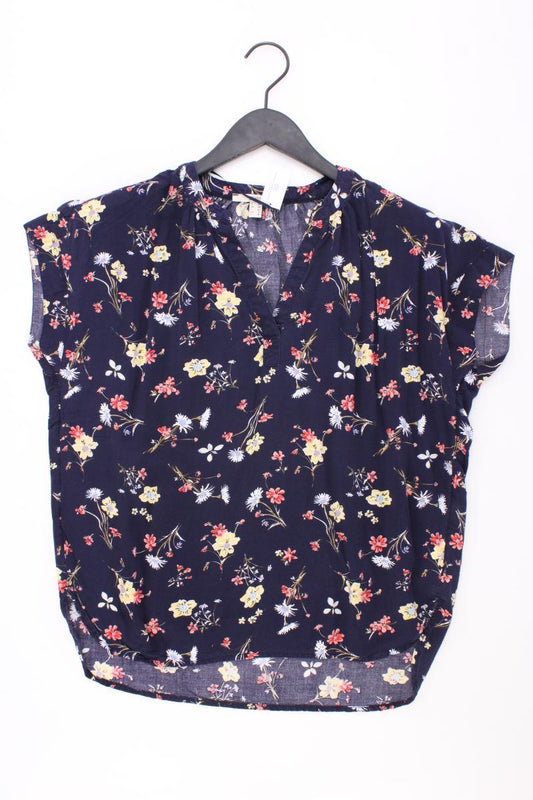 Esprit Kurzarmbluse Gr. 36 mit Blumenmuster blau aus Viskose