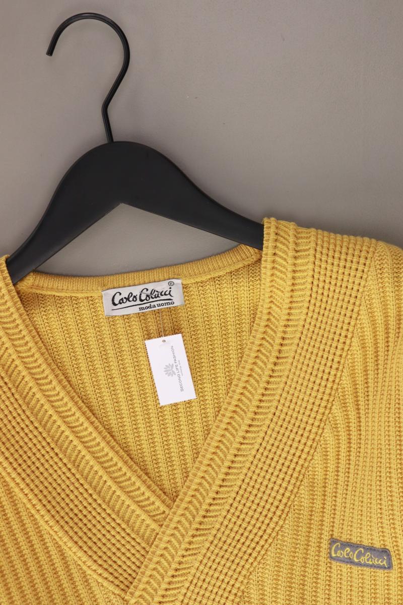 Carlo Colucci Wollpullover für Herren Gr. 50 Vintage gelb aus Schurwolle