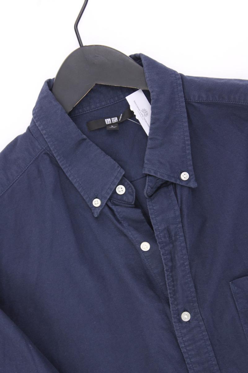 Uniqlo Langarmhemd für Herren Gr. L blau aus Baumwolle