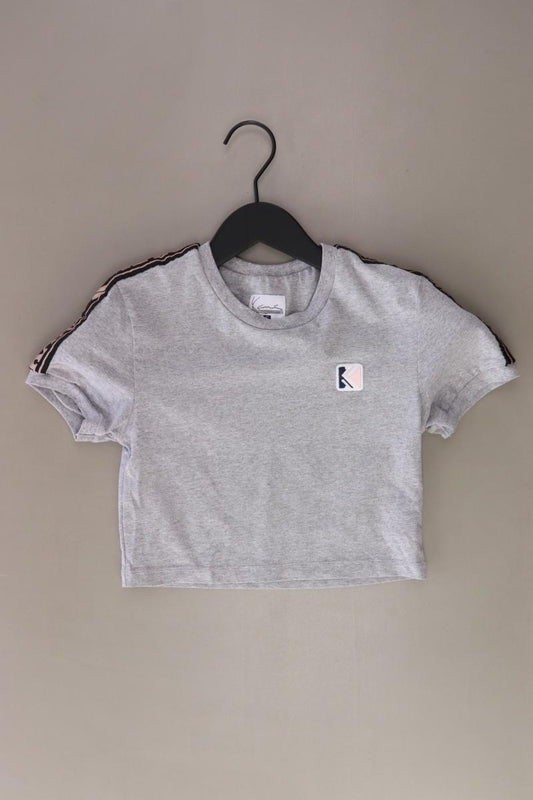 KARL KANI Cropped Shirt Gr. S Kurzarm grau aus Baumwolle