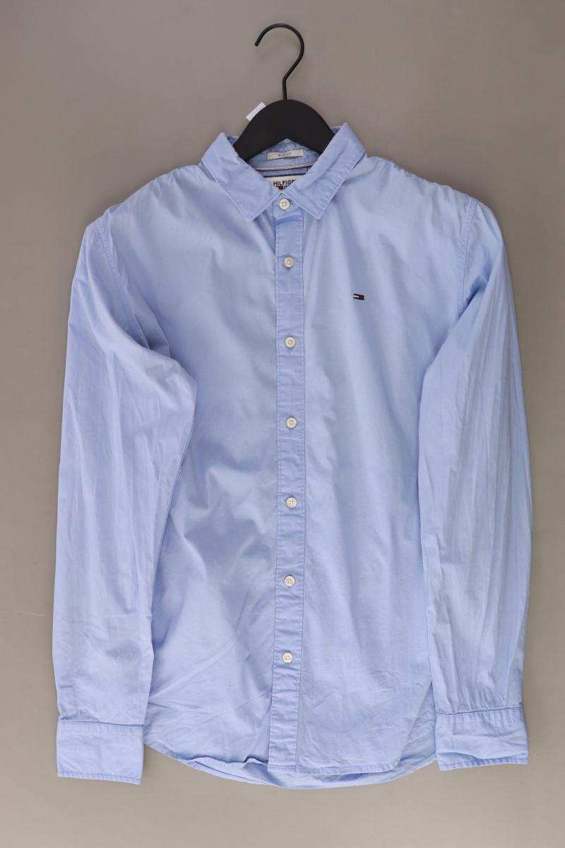 Hilfiger Denim Langarmhemd für Herren Gr. M blau aus Baumwolle