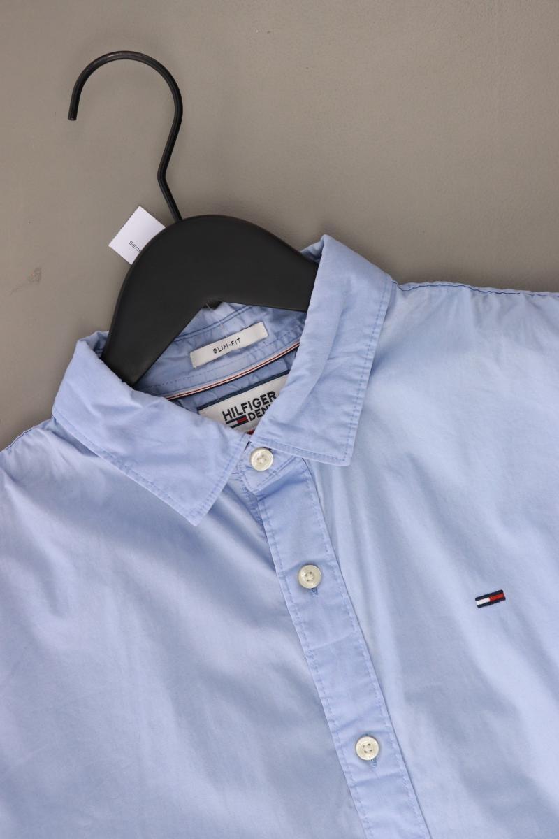 Hilfiger Denim Langarmhemd für Herren Gr. M blau aus Baumwolle