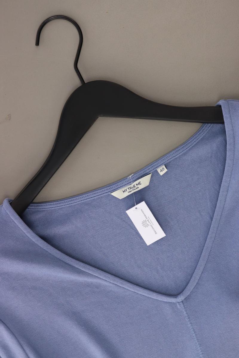 Tom Tailor Shirt mit V-Ausschnitt Gr. 48 3/4 Ärmel blau aus Viskose