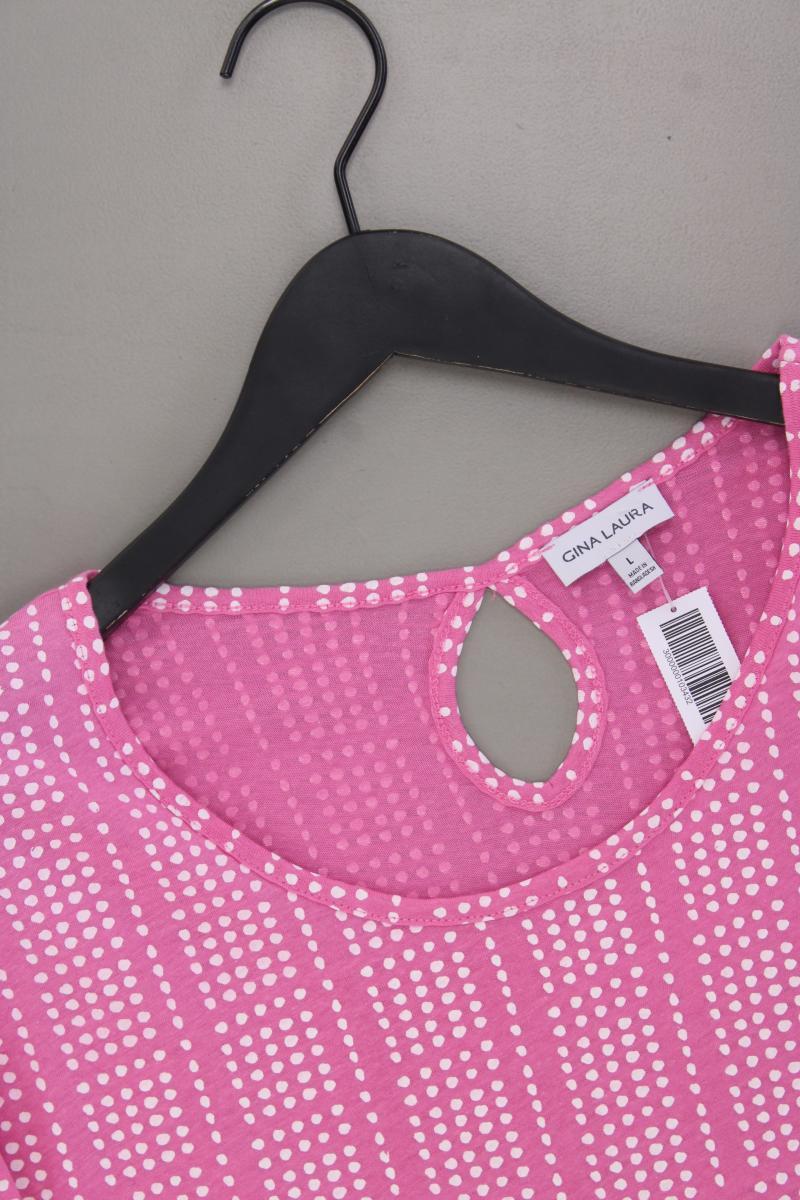 Gina Laura Printshirt Gr. L gepunktet Kurzarm rosa aus Baumwolle