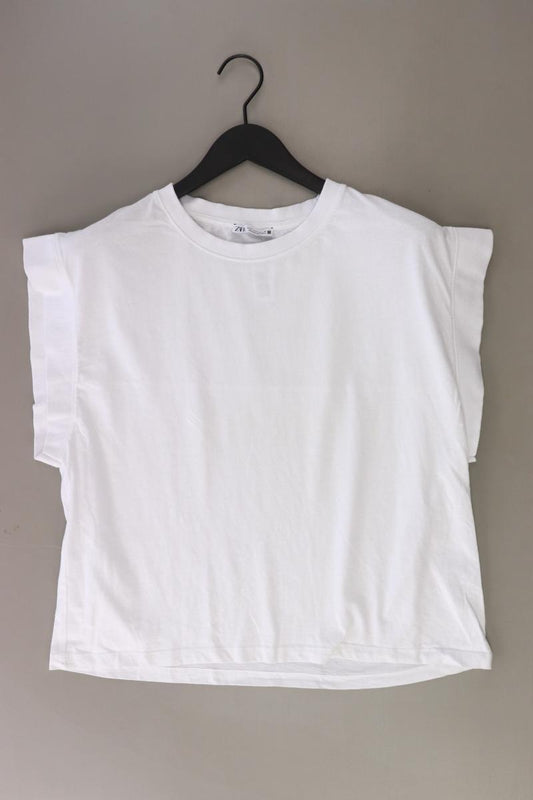 Zara T-Shirt Gr. L Kurzarm weiß aus Baumwolle