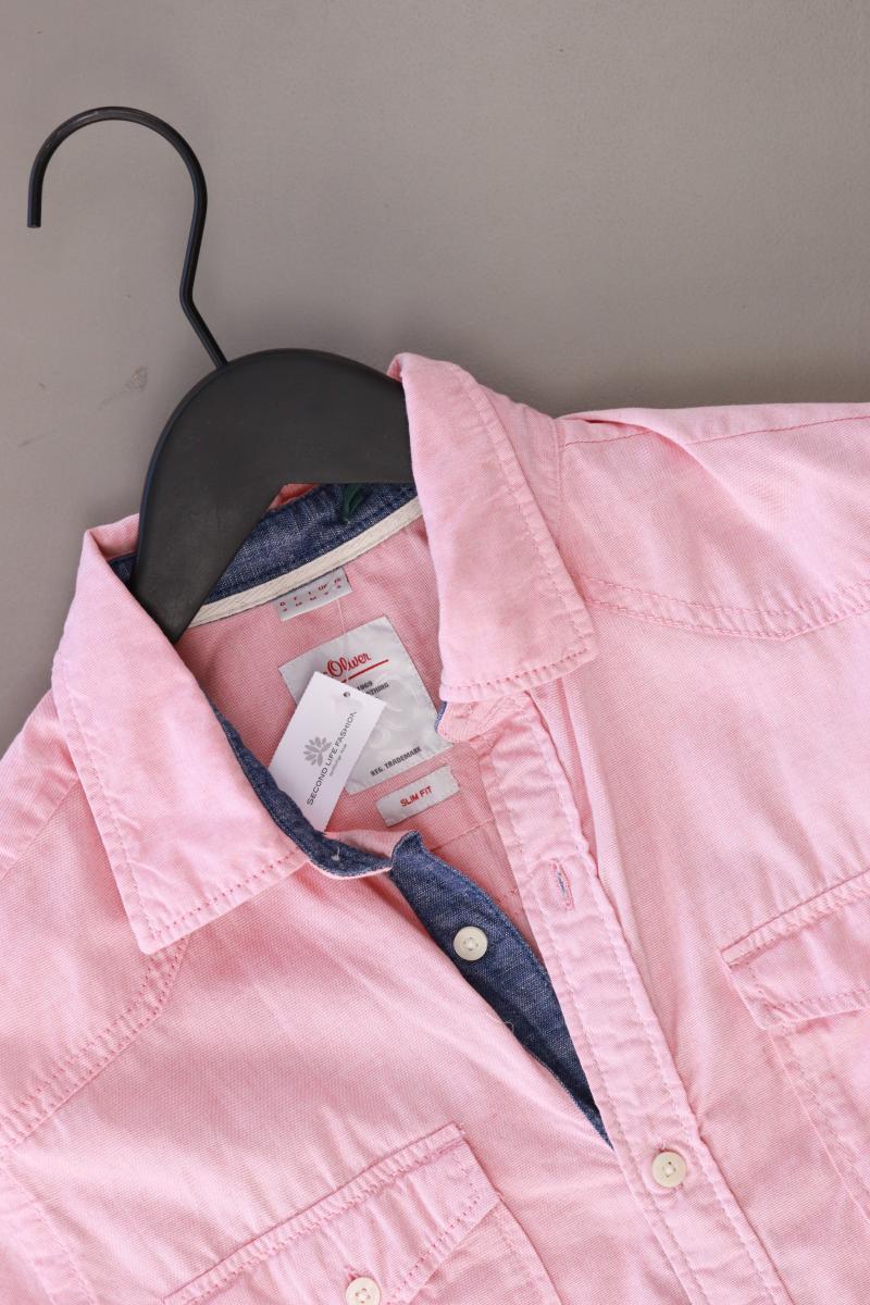 s.Oliver Kurzarmhemd für Herren Gr. S rosa aus Baumwolle