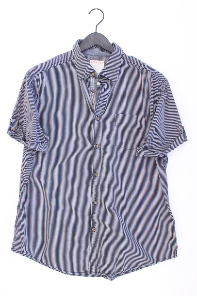 Esprit Kurzarmhemd für Herren Gr. XL gestreift blau aus Baumwolle