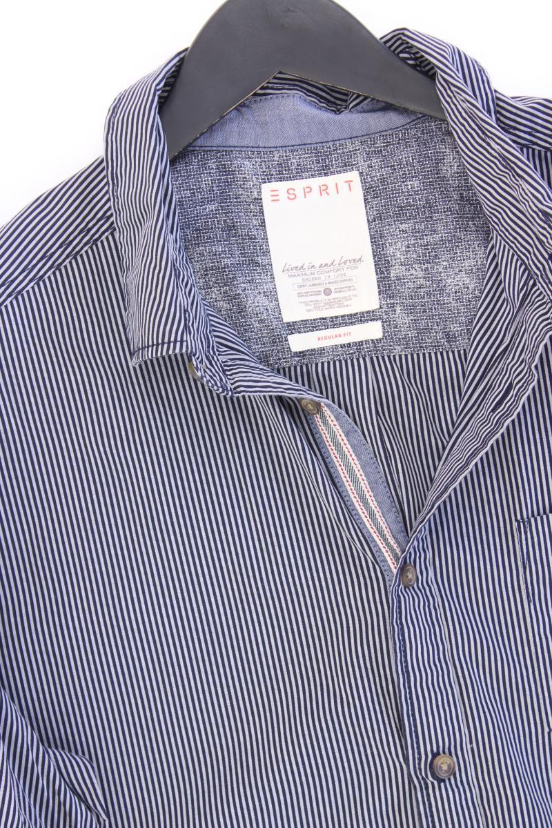 Esprit Kurzarmhemd für Herren Gr. XL gestreift blau aus Baumwolle
