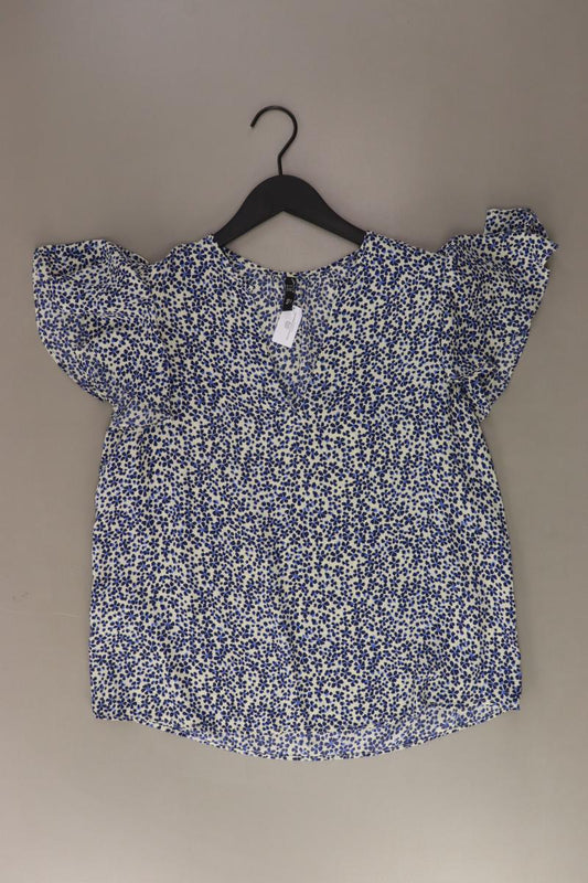 Mango Kurzarmbluse Gr. M mit Blumenmuster blau aus Polyester