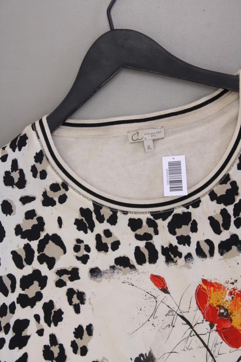 Chelsea Rose Kurzarmbluse Gr. XL mit Tierdruck neuwertig braun aus Polyester