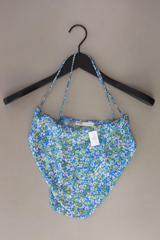 Pull&Bear Crop Top Gr. S mit Blumenmuster blau aus Polyester