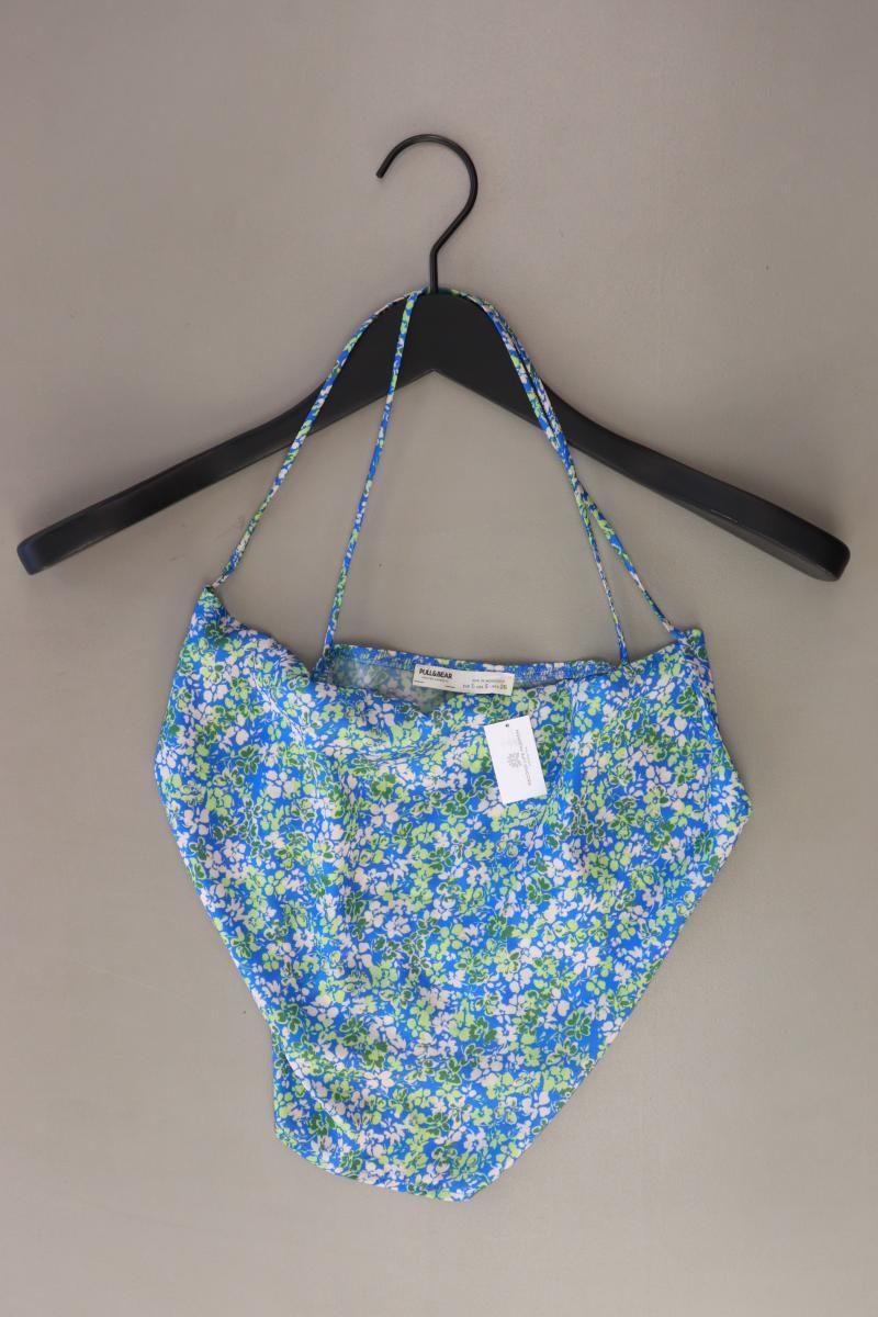 Pull&Bear Crop Top Gr. S mit Blumenmuster blau aus Polyester