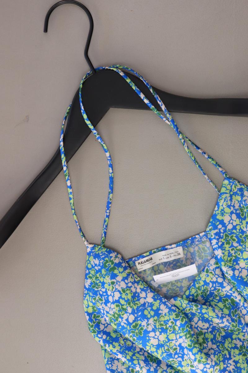 Pull&Bear Crop Top Gr. S mit Blumenmuster blau aus Polyester