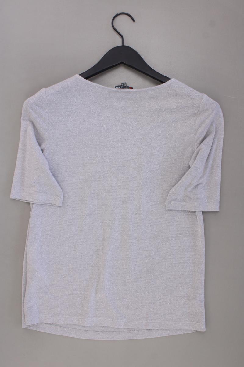 Street One T-Shirt Gr. 34 Kurzarm mit Glitzer silber aus Viskose