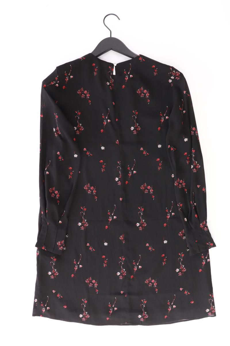 H&M Kleid Gr. 38 mit Blumenmuster Langarm schwarz aus Polyester