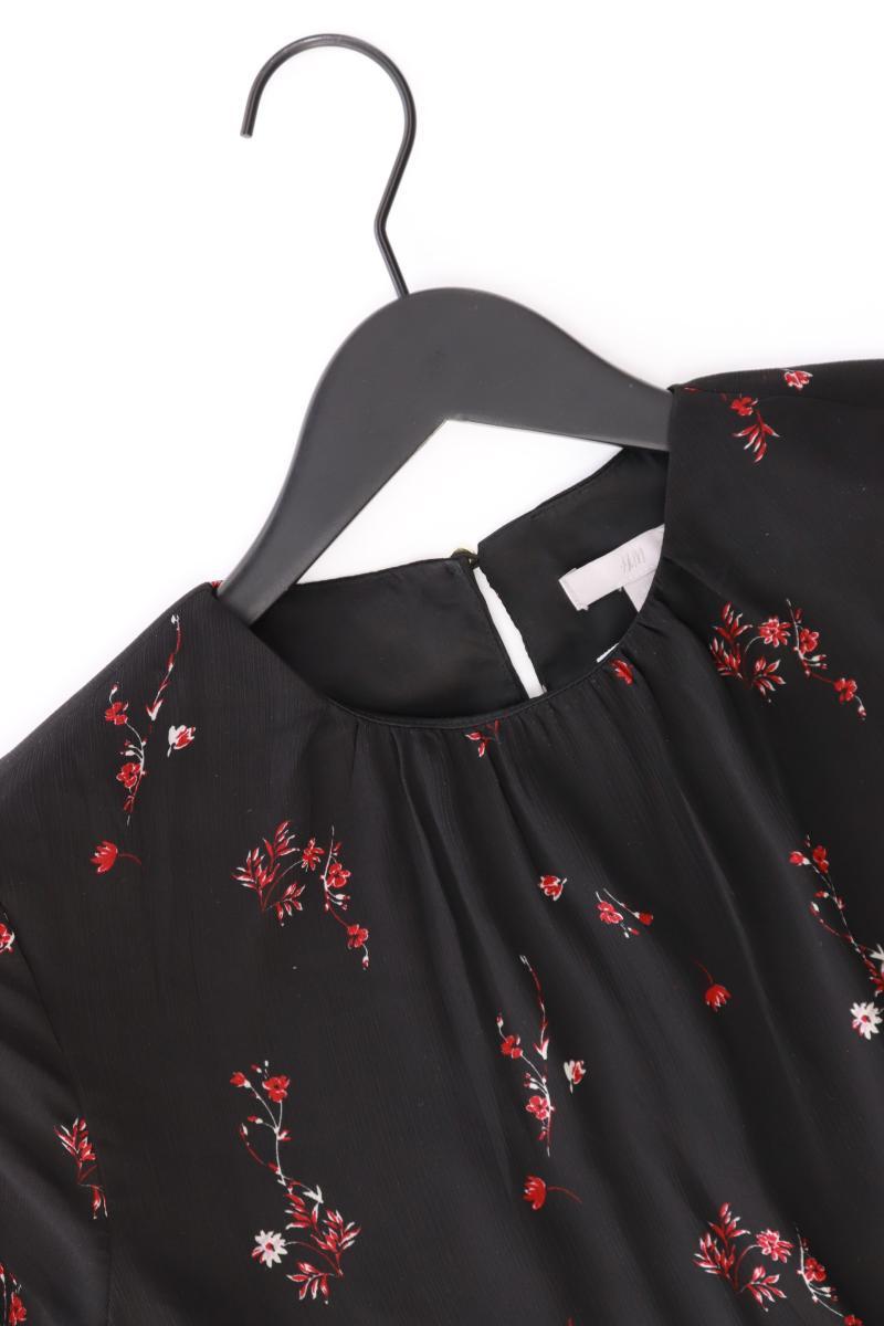 H&M Kleid Gr. 38 mit Blumenmuster Langarm schwarz aus Polyester