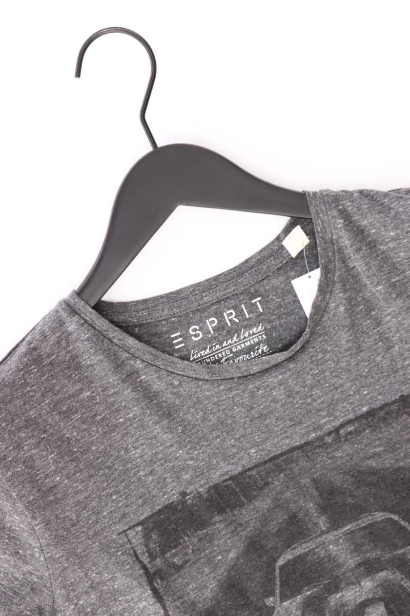 Esprit Printshirt für Herren Gr. S Kurzarm grau aus Baumwolle