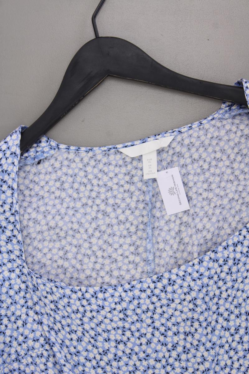 H&M Langarmbluse Gr. XL mit Blumenmuster neuwertig blau aus Viskose