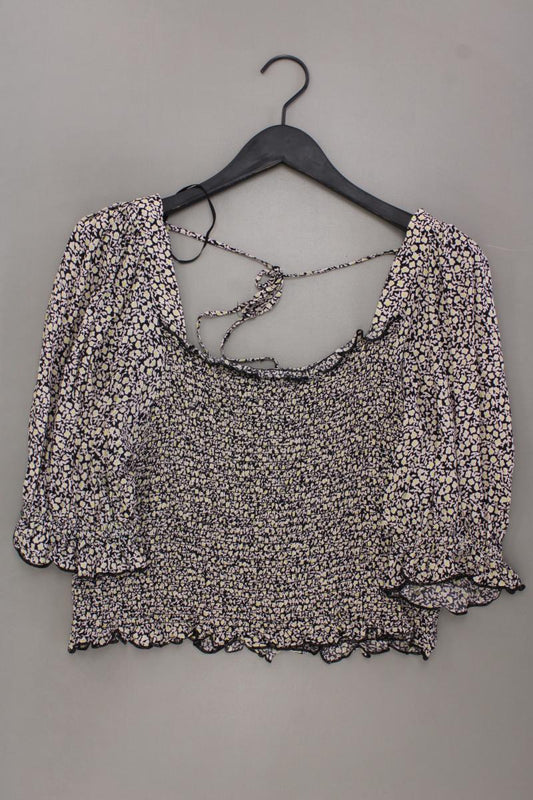 H&M Crop Bluse Gr. L mit Blumenmuster 3/4 Ärmel mehrfarbig aus Viskose
