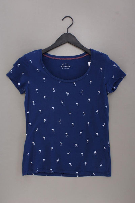 edc by Esprit Shirt mit Flamingoprint Gr. M Kurzarm blau aus Baumwolle