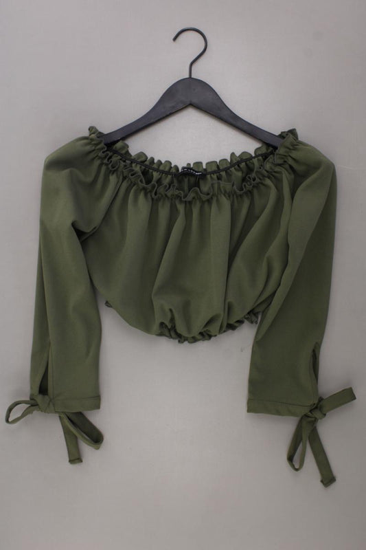 New Look Cropped Bluse Gr. 40 neuwertig 3/4 Ärmel mit Carmen-Ausschnitt olivgrün