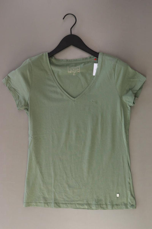Manguun Shirt mit V-Ausschnitt Gr. L Kurzarm grün aus Baumwolle