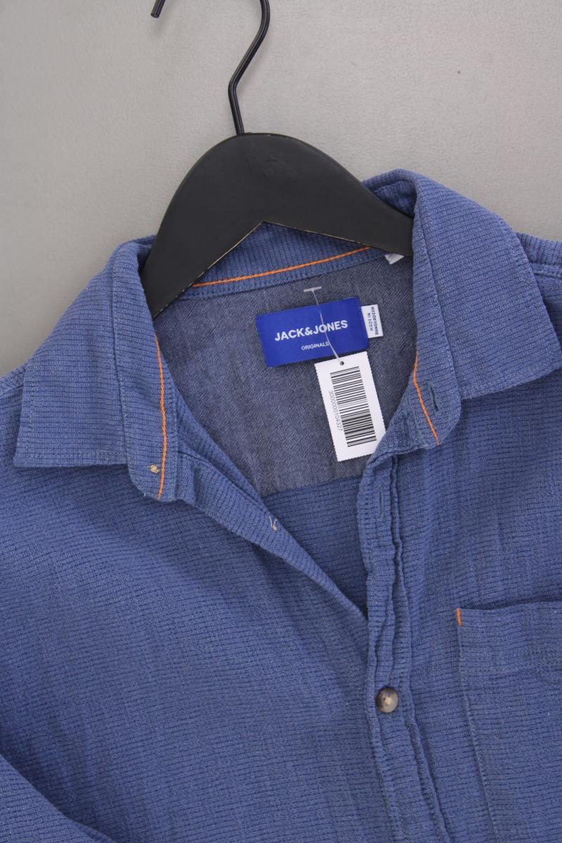 Jack & Jones Langarmhemd für Herren Gr. M blau aus Baumwolle