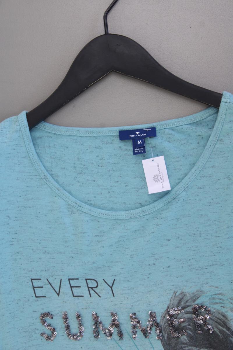 Tom Tailor Printshirt Gr. M Kurzarm türkis