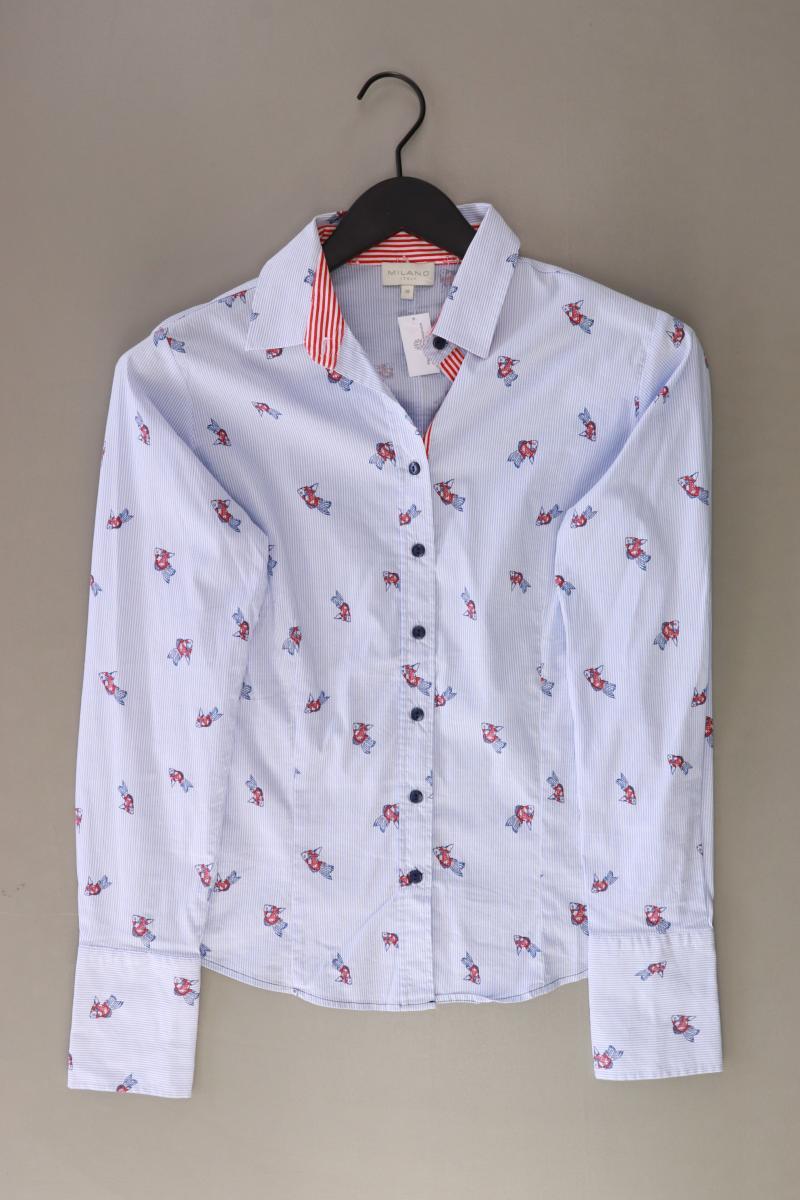 MILANO Bluse mit Fischmuster Gr. 36 gestreift neuwertig Langarm blau