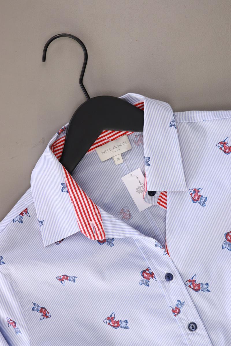 MILANO Bluse mit Fischmuster Gr. 36 gestreift neuwertig Langarm blau