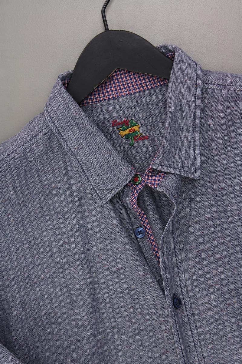 Lucky de Luca Langarmhemd für Herren Gr. XL blau aus Baumwolle