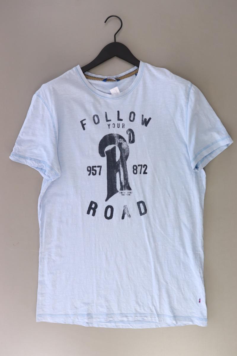 Tom Tailor Printshirt für Herren Gr. XXL Kurzarm blau aus Baumwolle