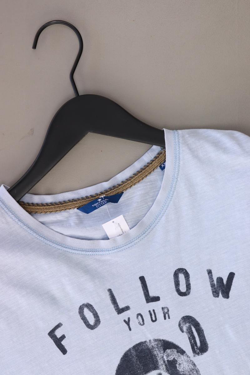 Tom Tailor Printshirt für Herren Gr. XXL Kurzarm blau aus Baumwolle