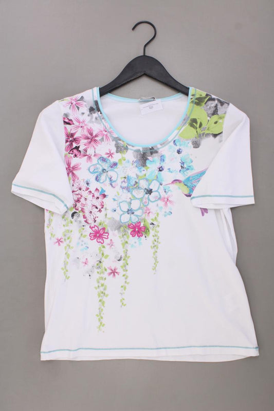 Bonita Printshirt Gr. M mit Blumenmuster Kurzarm weiß aus Baumwolle