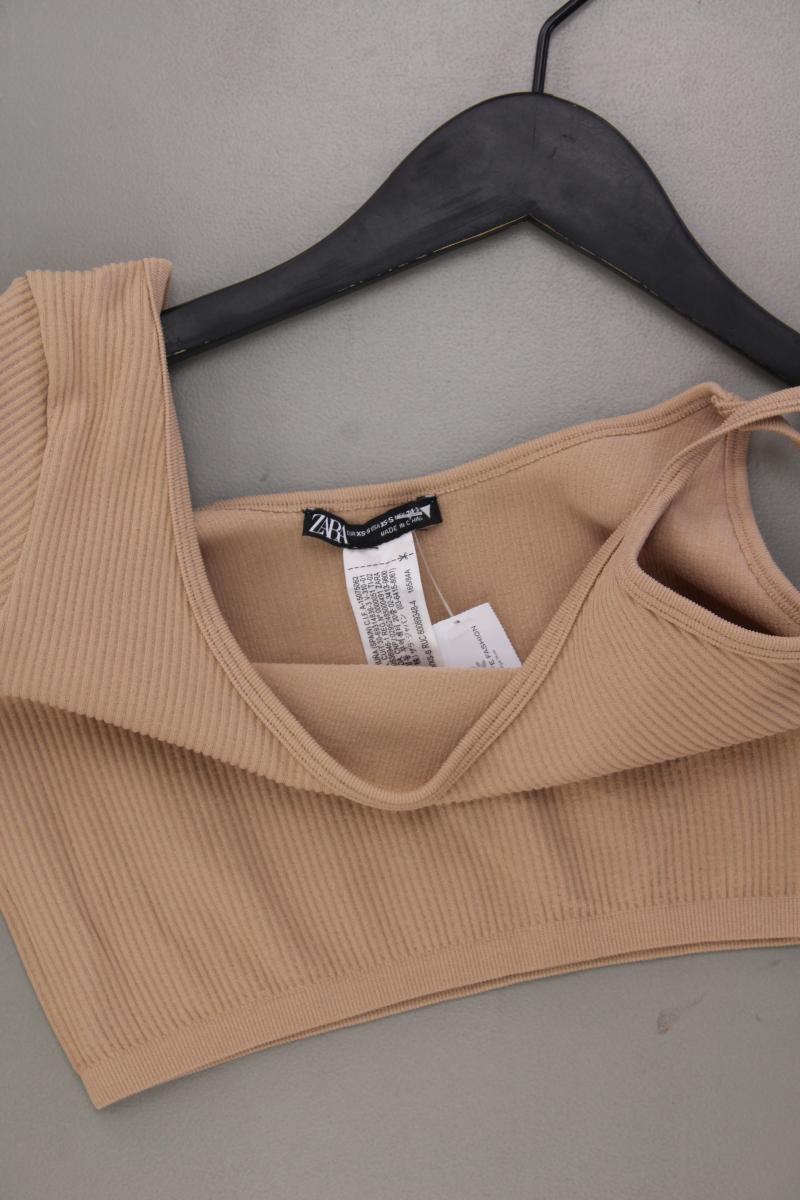 Zara Cropped Shirt Gr. XS neuwertig Kurzarm braun aus Nylon