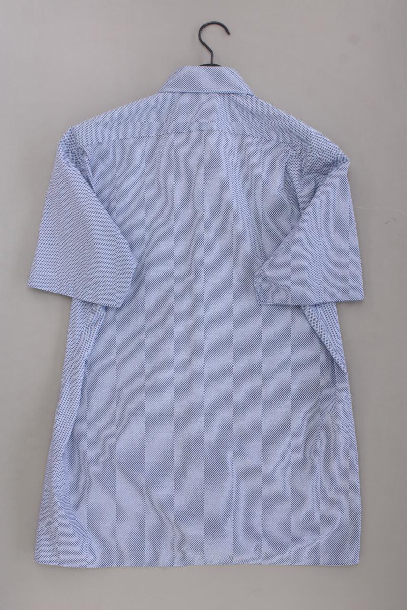 Olymp Kurzarmhemd für Herren Gr. Hemdgröße 42 geometrisches Muster blau