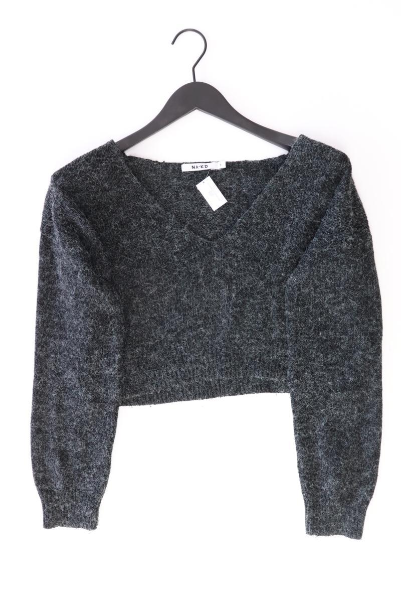 NA-KD V-Neck Cropped Knitted Sweater Gr. S grau aus Polyacryl
