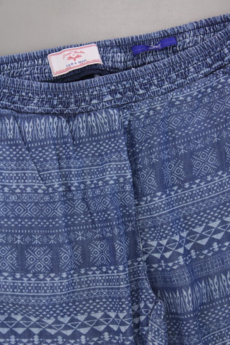 Zara Stoffhose für Herren Gr. L geometrisches Muster blau