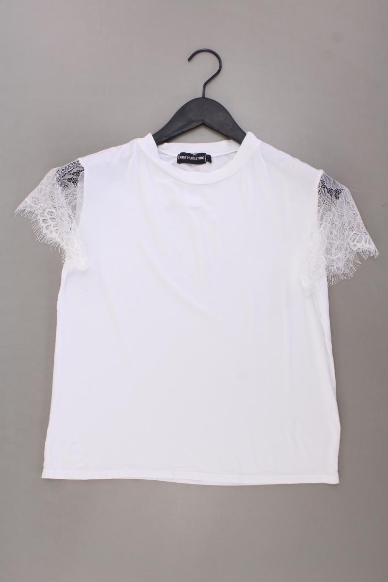 Prettylittlething T-Shirt Gr. 36 Kurzarm weiß aus Viskose