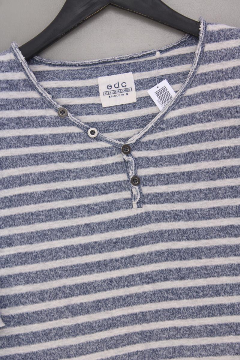 edc by Esprit Ringelshirt für Herren Gr. XL gestreift Kurzarm blau aus Baumwolle