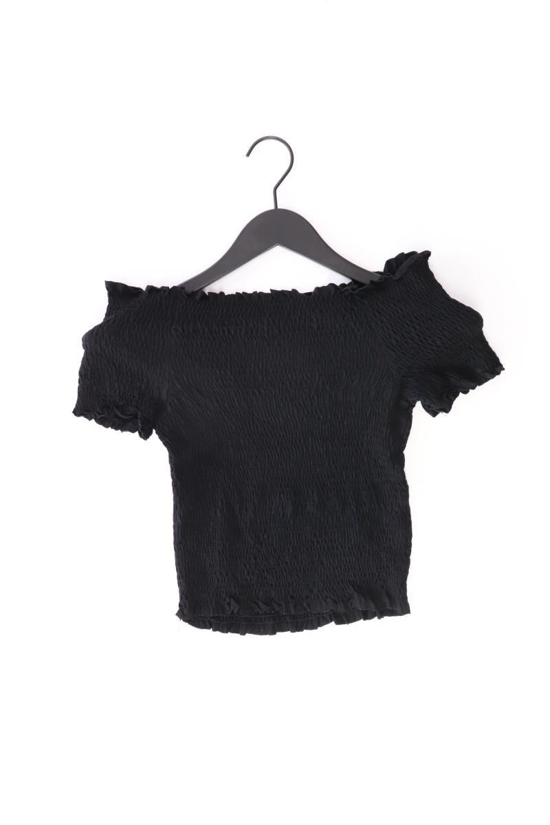 Vero Moda Cropped Shirt Gr. M Kurzarm mit Carmen-Ausschnitt schwarz aus Viskose