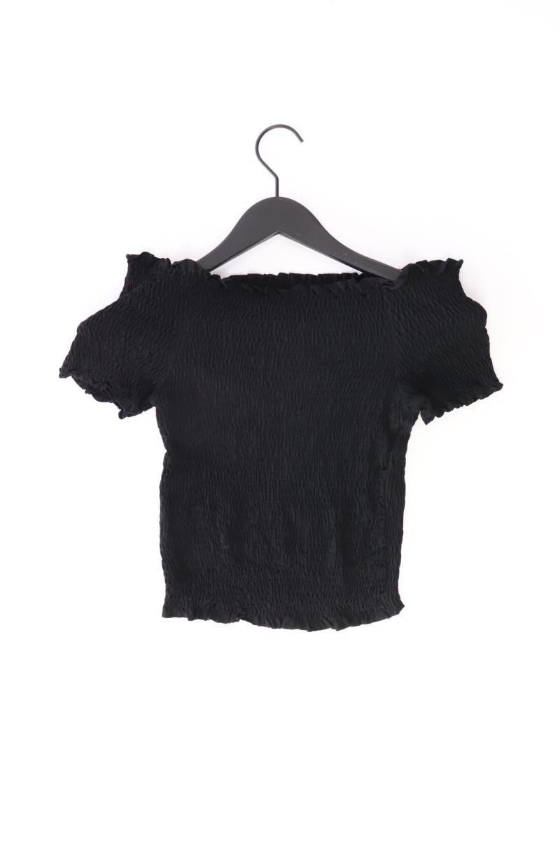 Vero Moda Cropped Shirt Gr. M Kurzarm mit Carmen-Ausschnitt schwarz aus Viskose